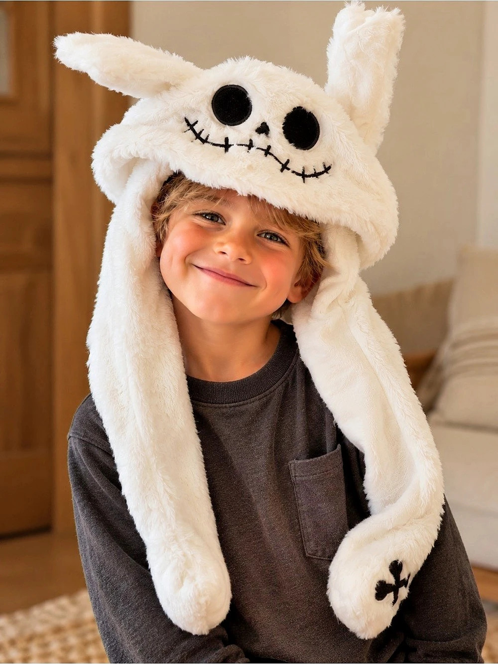 Kids Plush Bunny Hat with Ear Flaps